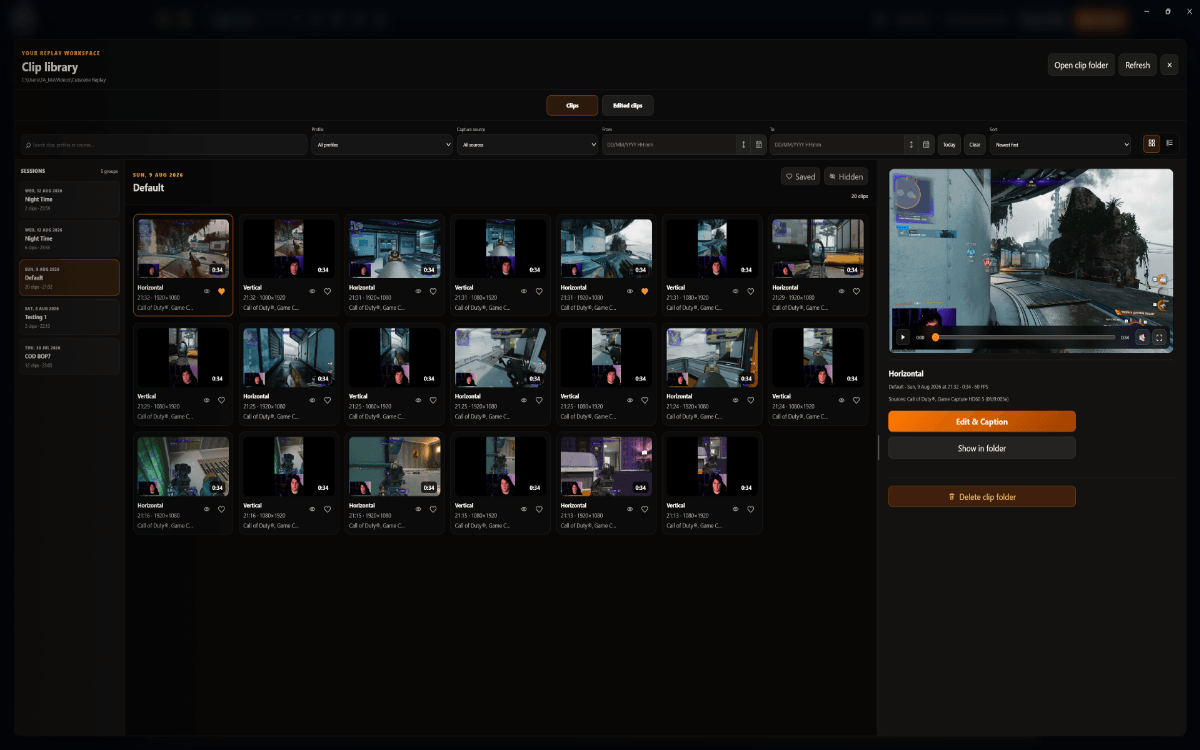Cutscene Replay Clip Library Orange Theme
